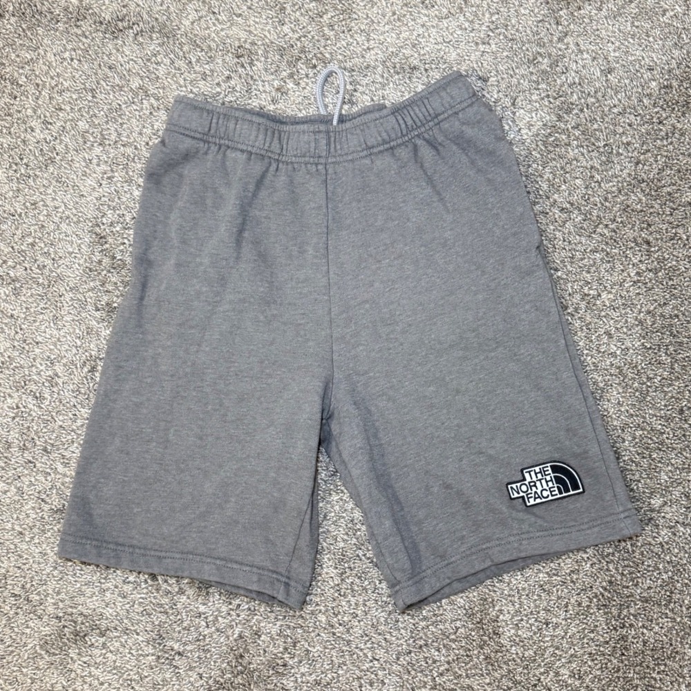 The North Face Mens Gray Fleece Shorts Logo Patch Drawstring Size Small